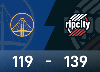 รายงานเกม NBA ยาง แฮนเซ่น 2 แต้ม 1 รีบาวด์ 2 บล็อก เทรลเบลเซอร์ส 139-119 วอร์ริเออร์ส